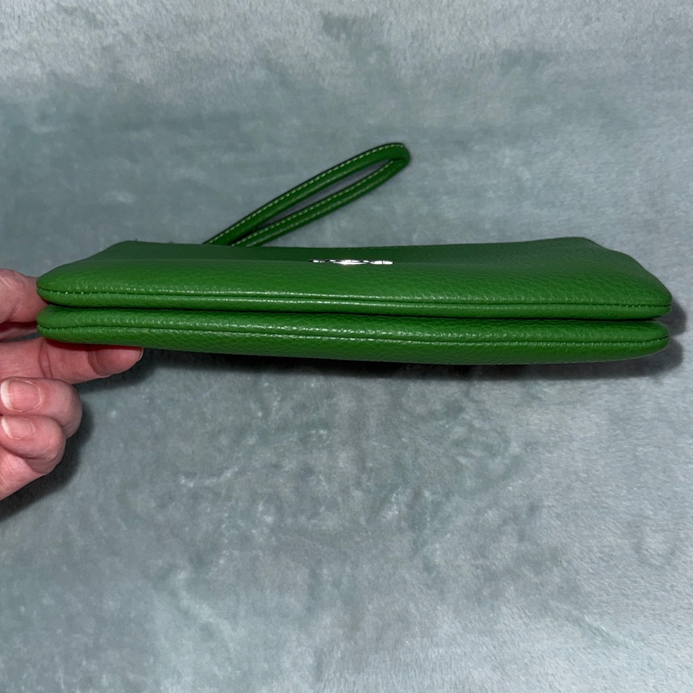 Coach Vibrant Green Double-Zip Wristlet - Picture 6 of 14